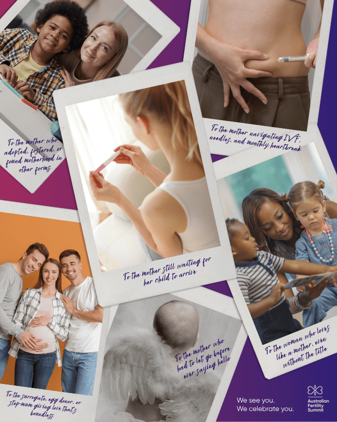 Collage with images of mothers interacting with their children